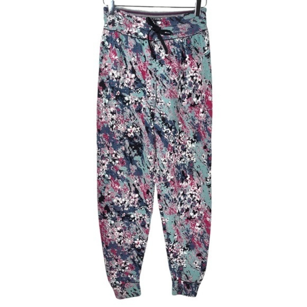 Missoni Abstract Floral Jacquard Drawstring Joggers in Purple & Teal